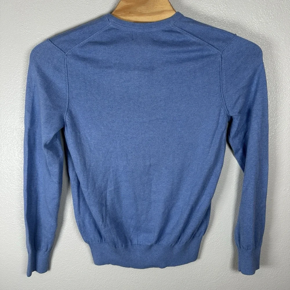 Banana Republic Mens Medium V Neck Sweater Cotton Cashmere‎ Blue Quiet Luxury